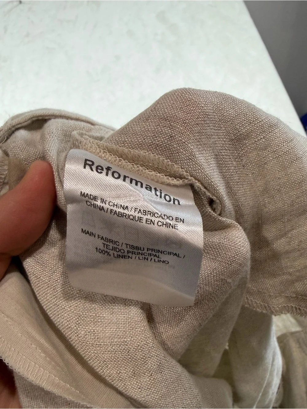Reformation Size 4 100% Linen Light Beige Wide-Leg Flowy Chic Chinos